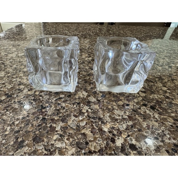 Partylite Ice Cube Votive candle holder EUC Set‎ Of Two - Picture 2 of 8